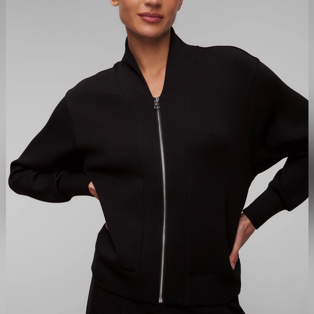 Varley Pelham Zip Through Black Zip-Front Black Women's Sweatshirt Jacket, XXS - Picture 2 of 16